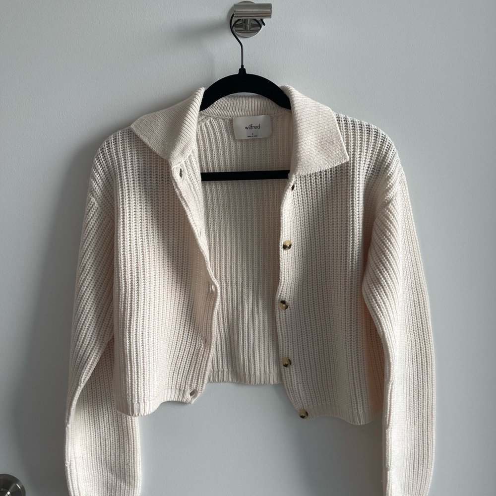 Aritzia Wilfred Women's Cream Sweater Cardigan